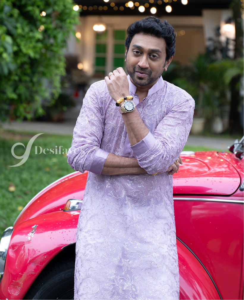 Men lavender long kurta 1