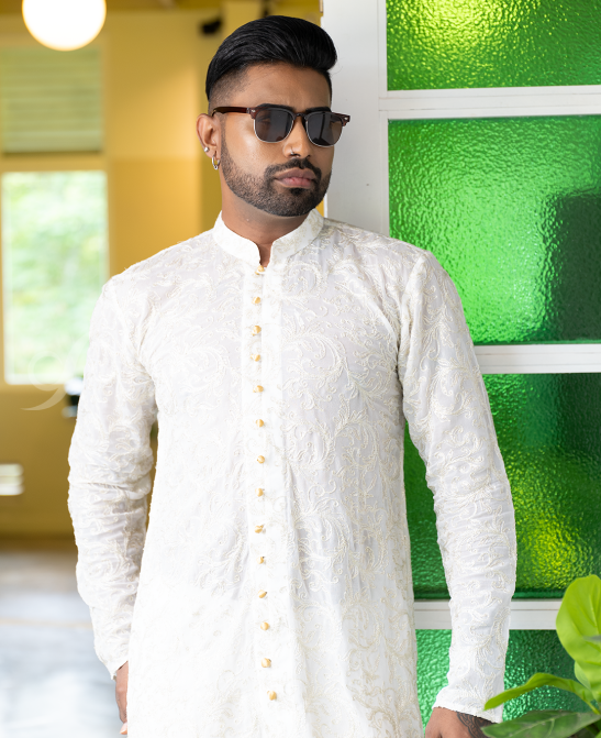 Men white long kurta 2