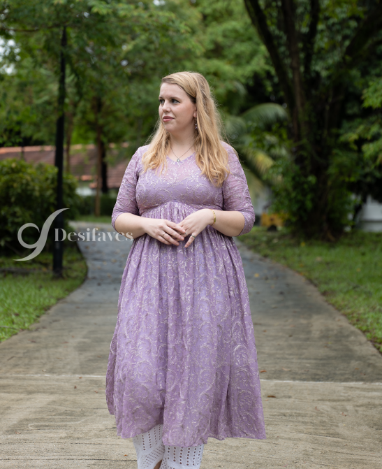 Women lavender long kurta 1