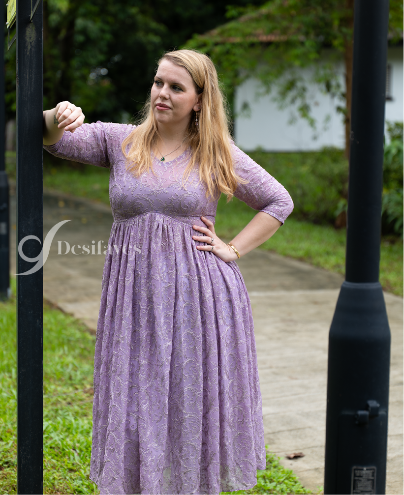 Women lavender long kurta 3